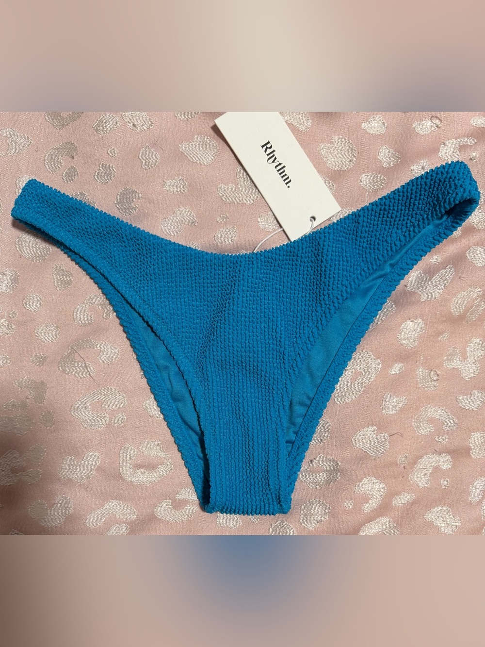 Rhythm Cobalt Blue Wave Break Hi Cut Bikini Bottom Size Small
